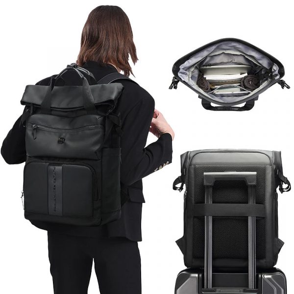 BANGE Roll-Top Travel Laptop Backpack 25L - Black