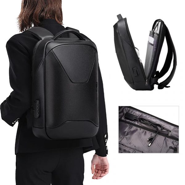 BANGE Genuine Leather Business Laptop Backpack